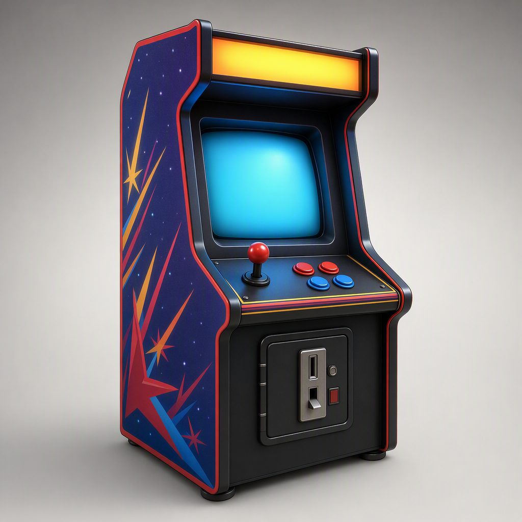 Generiertes Referenzbild eines Spielautomaten, verwendet als Eingabe für eine 3D-Rekonstruktionsaufgabe